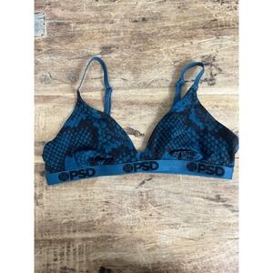 PSD Mesh Snake Print Blue and Black Bralette Size M